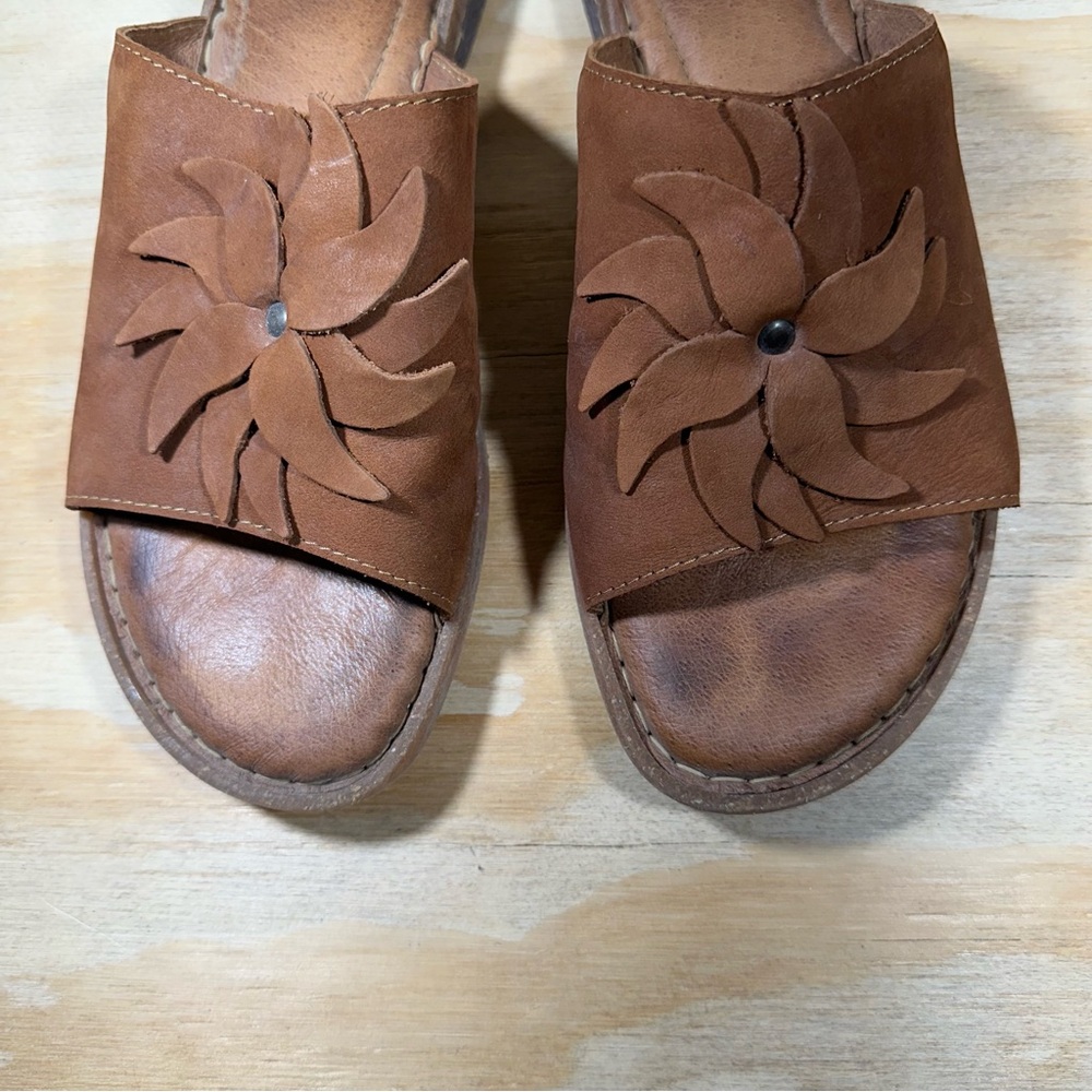 Born Brown Leather Slide Sandals - Picture 5 of 7